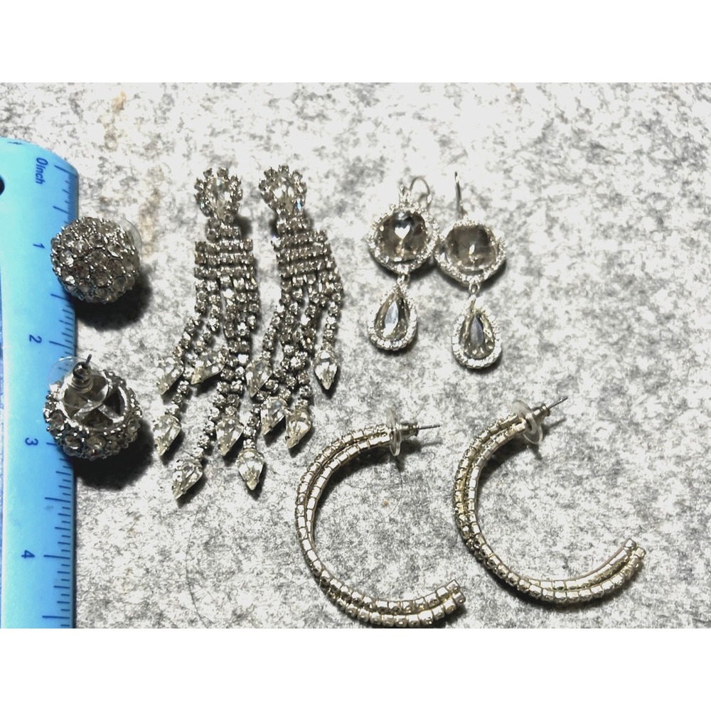 Lot of 4 pairs Clear rhinestones Earrings fashion